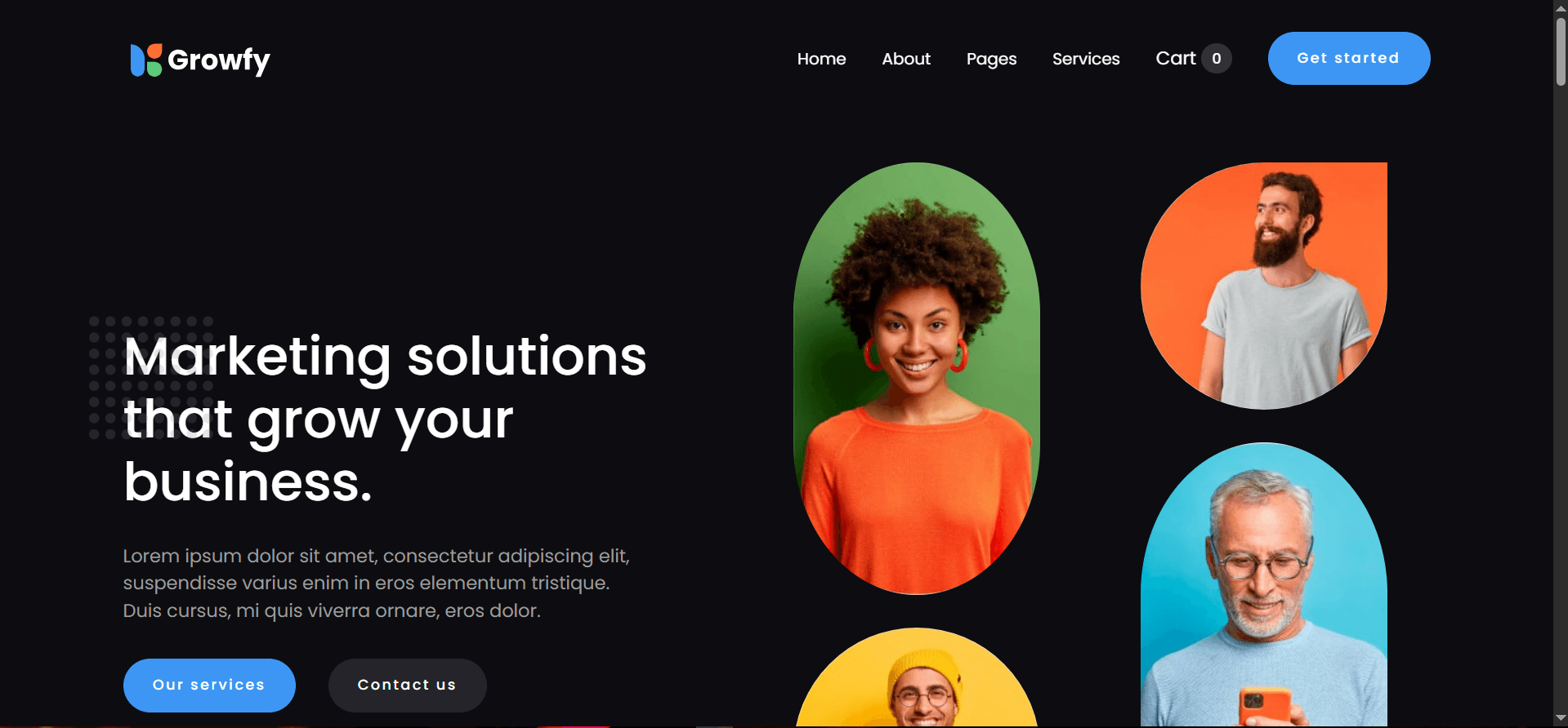 Growfy page layout